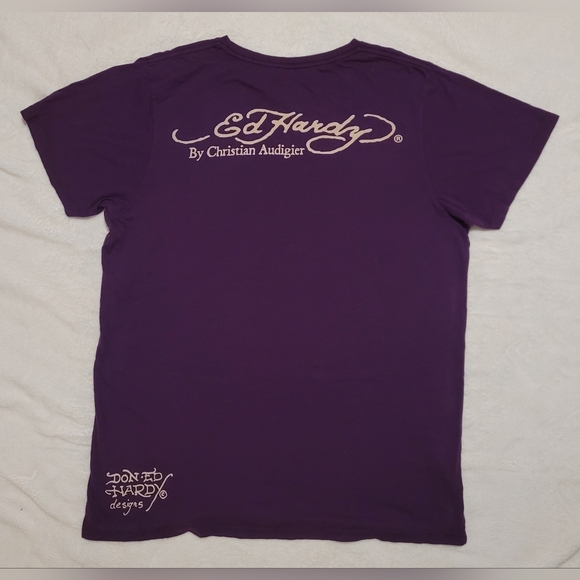 ​Vintage Ed Hardy "Love Kills Slowly" Purple Tee - Made in USA - Y2K Archive - Picture 2 of 9